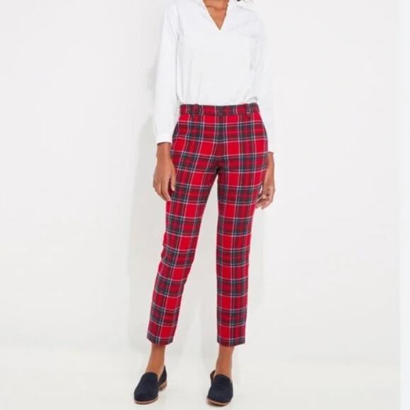Vineyard Vines Nantucket Tartan Red Plaid Cocktail Ankle Pants Size 6 - Picture 1 of 9